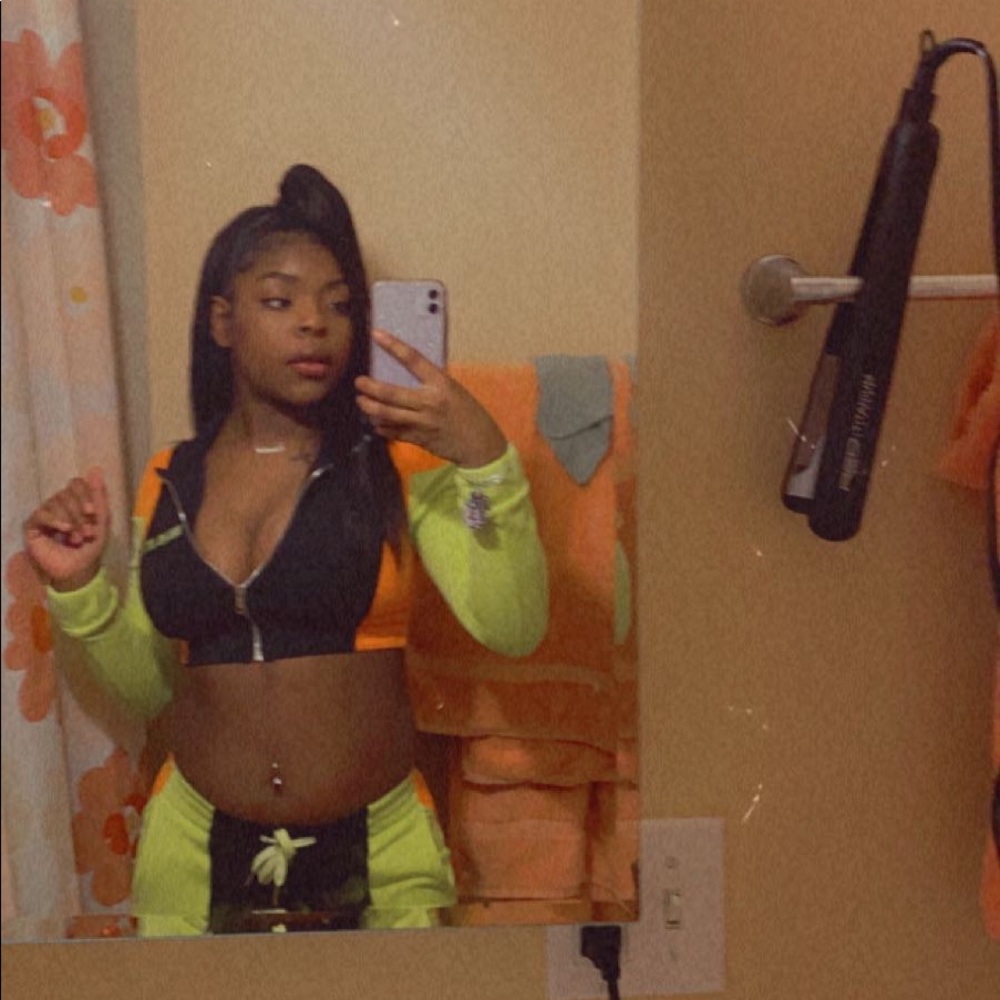 SHANE JUSTIN Crop Top 2 Piece Set Orange Yellow